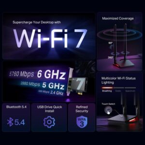 BE9300 WiFi 7 & BT5.4 PCI-Express Adapto - imagine 5