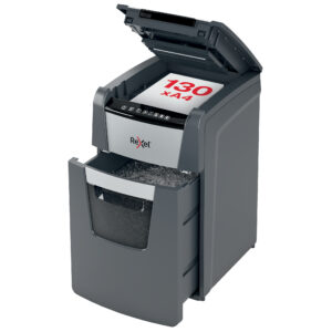 Distrugator documente automat REXEL OPTIMUM 130M, P5, micro-cut (particule), 130 coli, cos 44l, negr