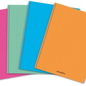 Caiet cu spirala, A4, 60 file - 80g/mp, coperta PP transparent color, AURORA - dictando