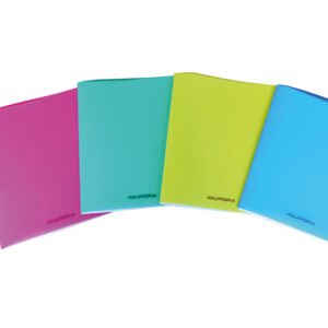 Caiet A4, 36 file - 80g/mp, liniat stanga, coperta PP transparent color, AURORA - velin