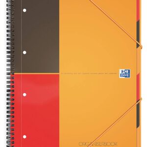 Caiet cu spirala, OXFORD Int. Organiserbook, A4+, 80 file-80g/mp, Scribzee, 4 perf, coperta PP-dicta