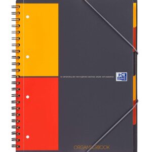 Caiet cu spirala, OXFORD Int. Organiserbook, A4+, 80 file-80g/mp, Scribzee, 4 perf, coperta PP-mate