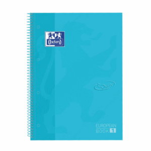 Caiet cu spirala, OXFORD Europeanbook 1, A4+, 80 file-90g/mp, hardcover bleu pastel, Scribzee-mate
