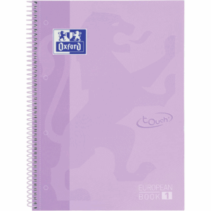 Caiet cu spirala, OXFORD Europeanbook 1, A4+, 80 file-90g/mp, hardcover mov pastel, Scribzee-mate