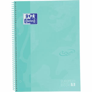 Caiet cu spirala, OXFORD Europeanbook 1, A4+, 80 file-90g/mp, hardcover turcoaz pastel, Scribzee-mat