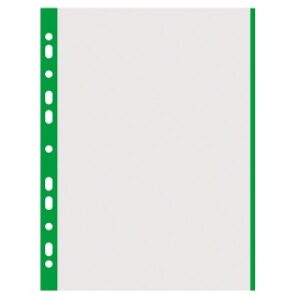 Folie protectie transparenta, cu margine color, 40 microni, 100 folii/set, DONAU - margine verde