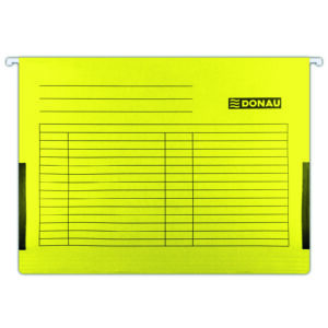Dosar suspendabil cu burduf si eticheta , bagheta metalica, 5 buc/set, DONAU - galben