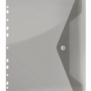 Folie protectie doc. A4, clapa laterala, inchidere cu capsa, 4/set, 200 microni, DONAU - fumuriu