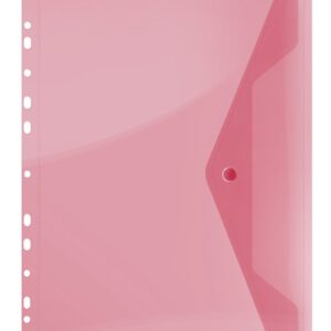 Folie protectie doc. A4, clapa laterala, inchidere cu capsa, 4/set, 200 microni, DONAU - rosu transp
