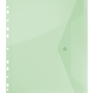Folie protectie doc. A4, clapa laterala, inchidere cu capsa, 4/set, 200 microni, DONAU - verde trans