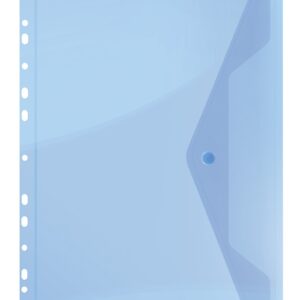Folie protectie doc. A4, clapa laterala, inchidere cu capsa, 4/set, 200 microni, DONAU -albastru tra