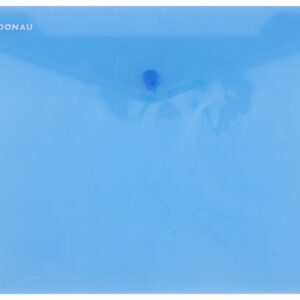 Mapa PP protectie documente A5 landscape, inchidere cu capsa, 10/set, DONAU - albastru transparent