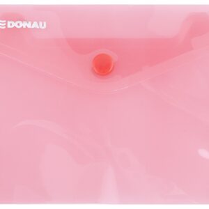 Mapa PP protectie documente A6 landscape, inchidere cu capsa, 10/set, DONAU - rosu transparent