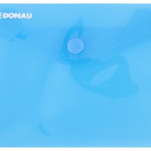 Mapa PP protectie documente A6 landscape, inchidere cu capsa, 10/set, DONAU - albastru transparent
