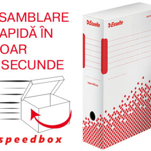 Cutie depozitare si arhivare Esselte Speedbox, carton, 100% reciclat, FSC, reciclabil, 100 mm, alb