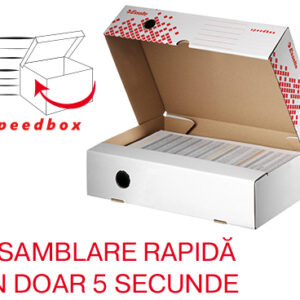 Cutie depozitare si arhivare Esselte Speedbox, orizontala, carton, 100% reciclat, FSC, 80 mm, alb