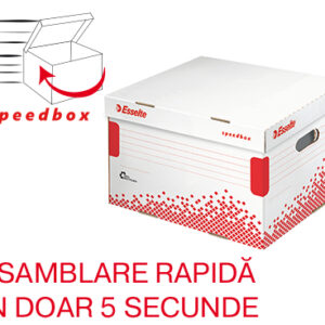 Container arhivare si transport Esselte Speedbox, cu capac, carton, 100% reciclat, FSC, L, alb