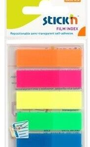 Stick index plastic transparent color 45 x 12 mm, 5 x 25 file/set, Stick"n - 5 culori neon