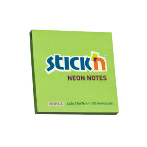Notes autoadeziv 76 x 76 mm, 100 file, Stick"n - verde neon
