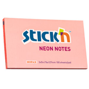 Notes autoadeziv 76 x 127 mm, 100 file, Stick"n - corai neon