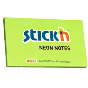 Notes autoadeziv 76 x 127 mm, 100 file, Stick"n - verde neon