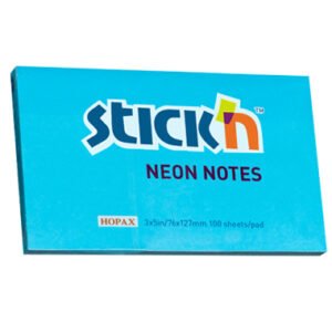 Notes autoadeziv 76 x 127 mm, 100 file, Stick"n - albastru neon
