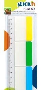 Stick index plastic transp. cu margine color 37 x 50 mm, 3 x 10file/set, Stick"n - 3 culori neon