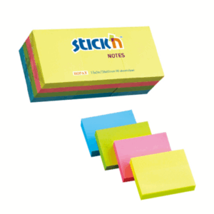 Notes autoadeziv 38 x 51 mm, 12 x 100 file/set, Stick"n - 4 culori fosforescente