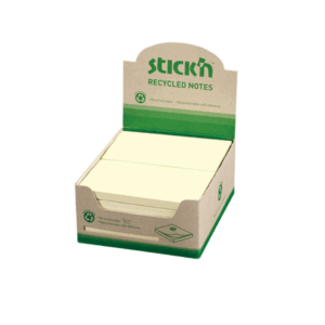 Notes autoadeziv 76 x 127 mm, hartie reciclata, 100 file, 12 buc/cutie, Stick"n ? galben pastel