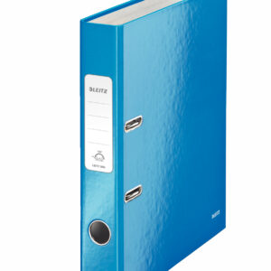 Biblioraft LEITZ 180 WOW, carton laminat, partial reciclat, FSC, A4, 52 mm, albastru