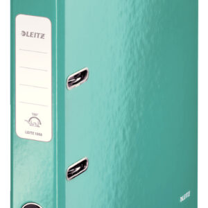 Biblioraft LEITZ 180 WOW, carton laminat, partial reciclat, FSC, A4, 52 mm, turcoaz