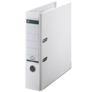 Biblioraft LEITZ 180, PP, partial reciclat, FSC, A4, 80 mm, alb