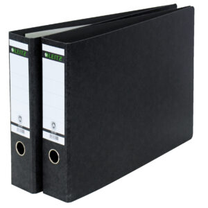 Biblioraft Leitz 180, carton, partial reciclat, FSC, A3 landscape, 80 mm, negru