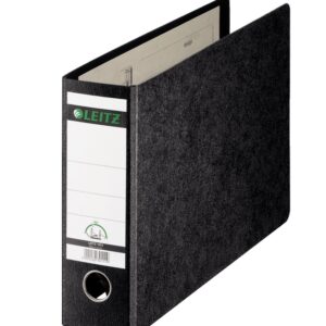 Biblioraft LEITZ 180, carton, partial reciclat, FSC, A4 landscape, 80 mm, negru