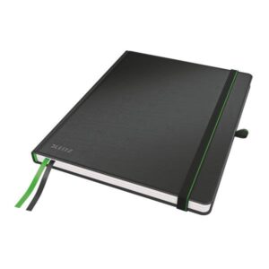 Caiet de birou Leitz Complete, coperta dura, FSC, reciclabil, format iPad, 80 coli, dictando, negru
