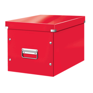 Cutie depozitare LEITZ WOW Click&Store, carton laminat, pliabila, cu capac si maner,32x31x36cm,rosu