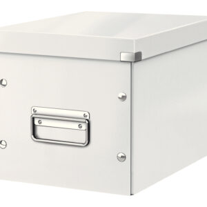 Cutie depozitare LEITZ WOW Click & Store, carton laminat, Cub, medie, alb