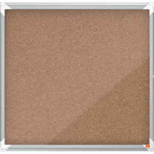Avizier NOBO Premium Plus, interior, pluta, 6x A4, cu usa si cheie, natur