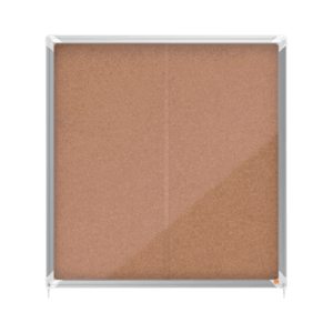Avizier NOBO Premium Plus, interior, pluta, 12X A4, geam glisant si cheie, natur