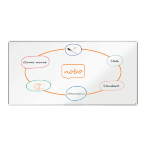 Tabla NOBO Premium Plus, otel lacuit, 240x120 cm, magnetica, include marker si tavita, alb