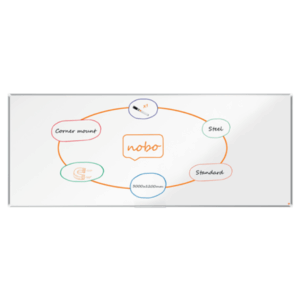 Tabla NOBO Premium Plus, otel lacuit, 300x120 cm, magnetica, include marker si tavita, alb
