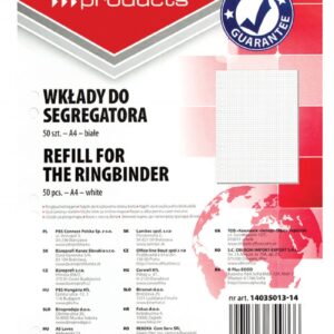 Rezerva A4 pentru caiet mecanic, 50 file/set, Office Products - matematica - hartie alba