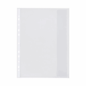 Folie protectie doc. A4, clapa laterala, inchidere cu capsa, 4/set, 200 microni, Optima - albastru t