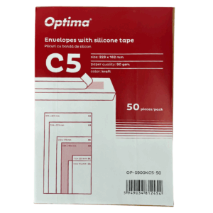 Plic C5 (229x162mm), lipire siliconica, 50 buc/set, Optima - kraft