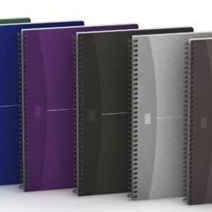 Caiet cu spirala, OXFORD Office Essentials, A4, 90 file-90g/mp, Scribzee, 4 perf, coperta carton-mat