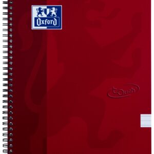 Caiet cu spirala, OXFORD School Touch, A4, 70 file-90g/mp, 4 perf, coperta carton rosu - dictando