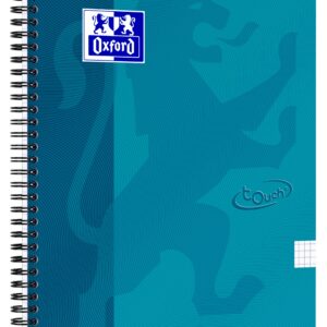 Caiet cu spirala, OXFORD School Touch, A4, 70 file-90g/mp, 4 perf, coperta carton turcoaz - mate