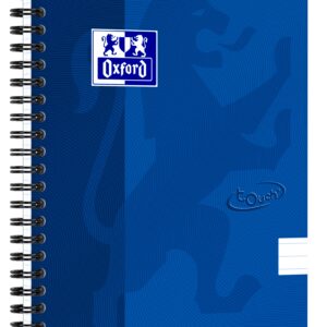 Caiet cu spirala, OXFORD School Touch, A5, 70 file-90g/mp, 4 perf, coperta carton albastru-dictando