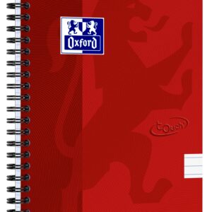 Caiet cu spirala, OXFORD School Touch, A5, 70 file-90g/mp, 4 perf, coperta carton rosu - dictando
