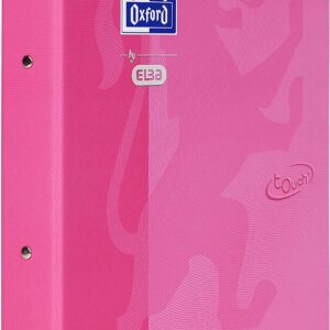 Caiet mecanic cu 2 inele, OXFORD School Touch, A4, carton color soft touch, cotor 45mm - roz